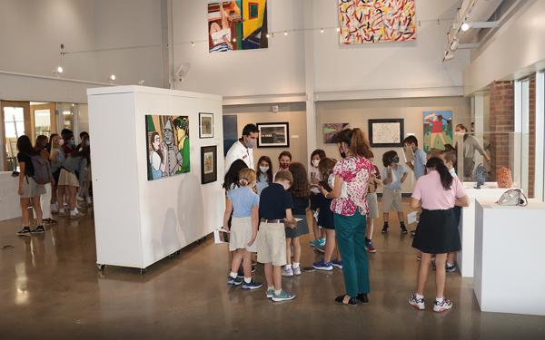 Students in the Art Gallery at Columbus Academy